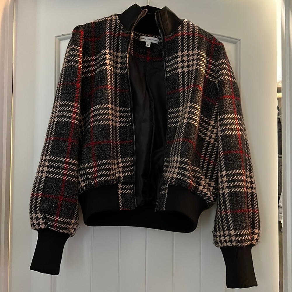 Express Plaid Tweed bomber jacket small